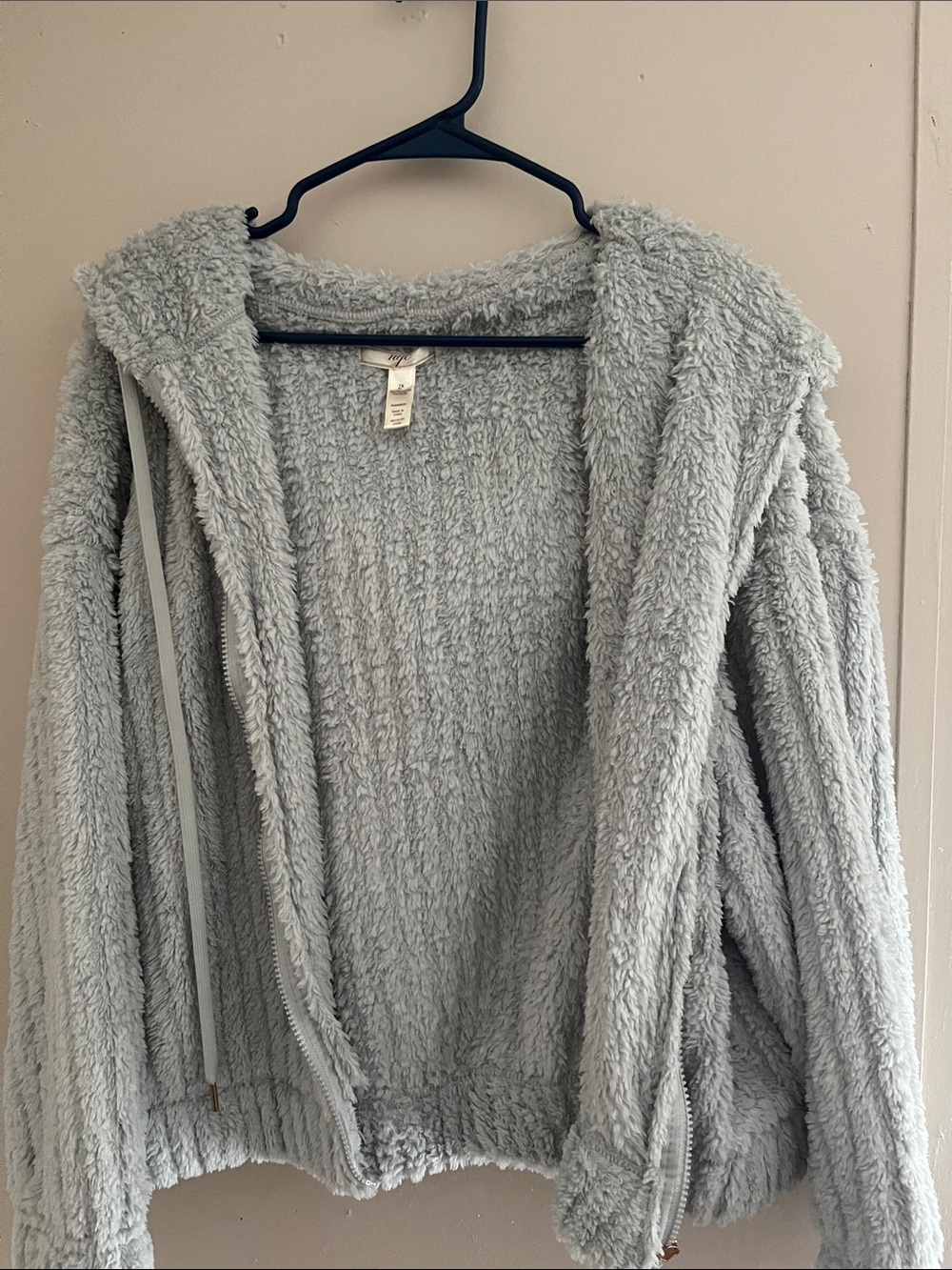 NYC Light Gray Sherpa Hooded Jacket